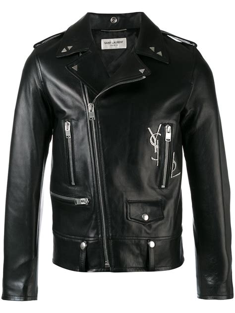 ysl black motorcycle jacket men|farfetch YSL teddy jacket.